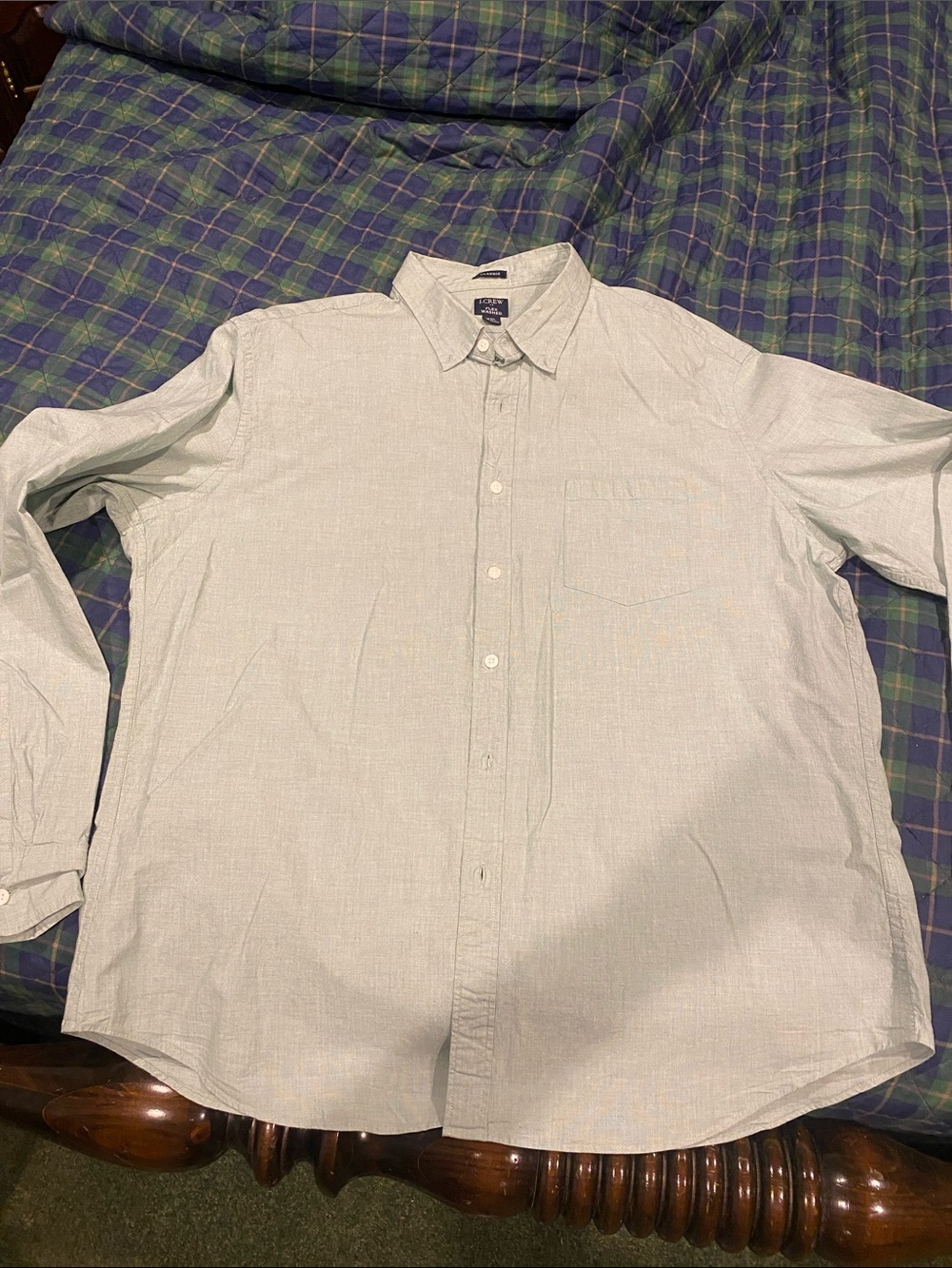 J. Crew Pale Green Long-Sleeve Button-Down Shirt.   New —didn’t fit my husband